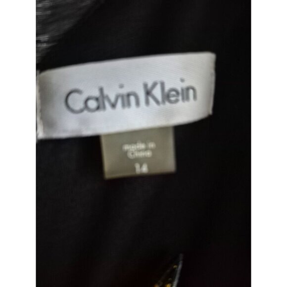 Calvin Klein Gray Textured Sleeveless Dress With Beaded Embellishment Size 14 - Picture 5 of 6